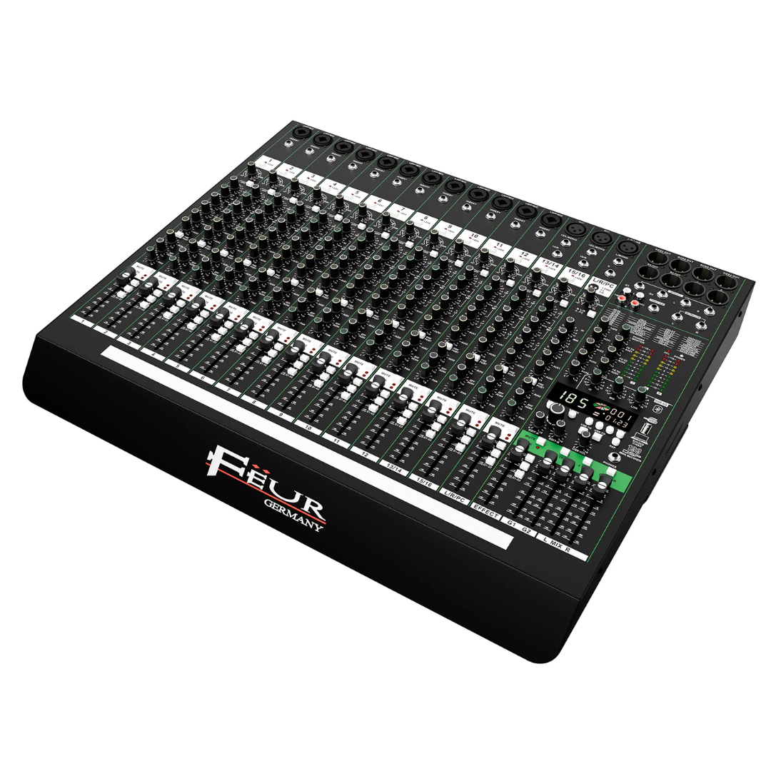  CONSOLA 16 CANALES FEUR 199 EFECTOS DSP /  MP3 CON BLUETOOTH LUZ LED  